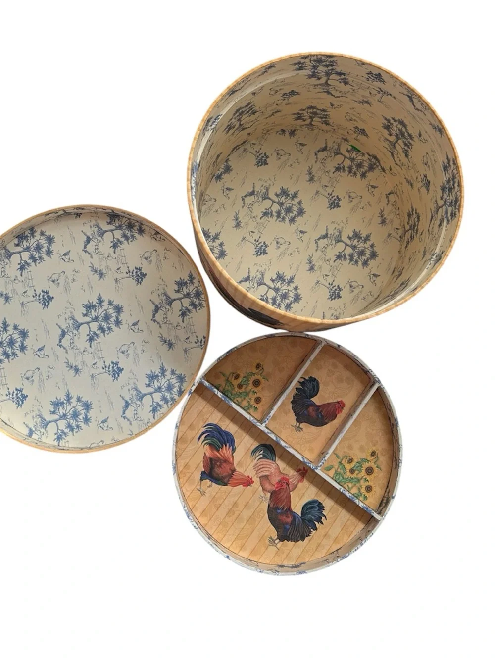 Farmhouse Rooster & Sunflower Print Sewing/Hat/Organizer Box